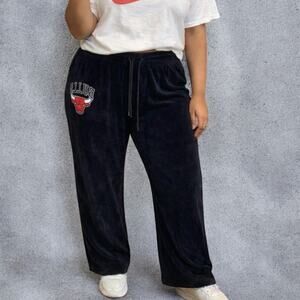NBA Chicago Bulls Black Velour Pull On Track Pants XL